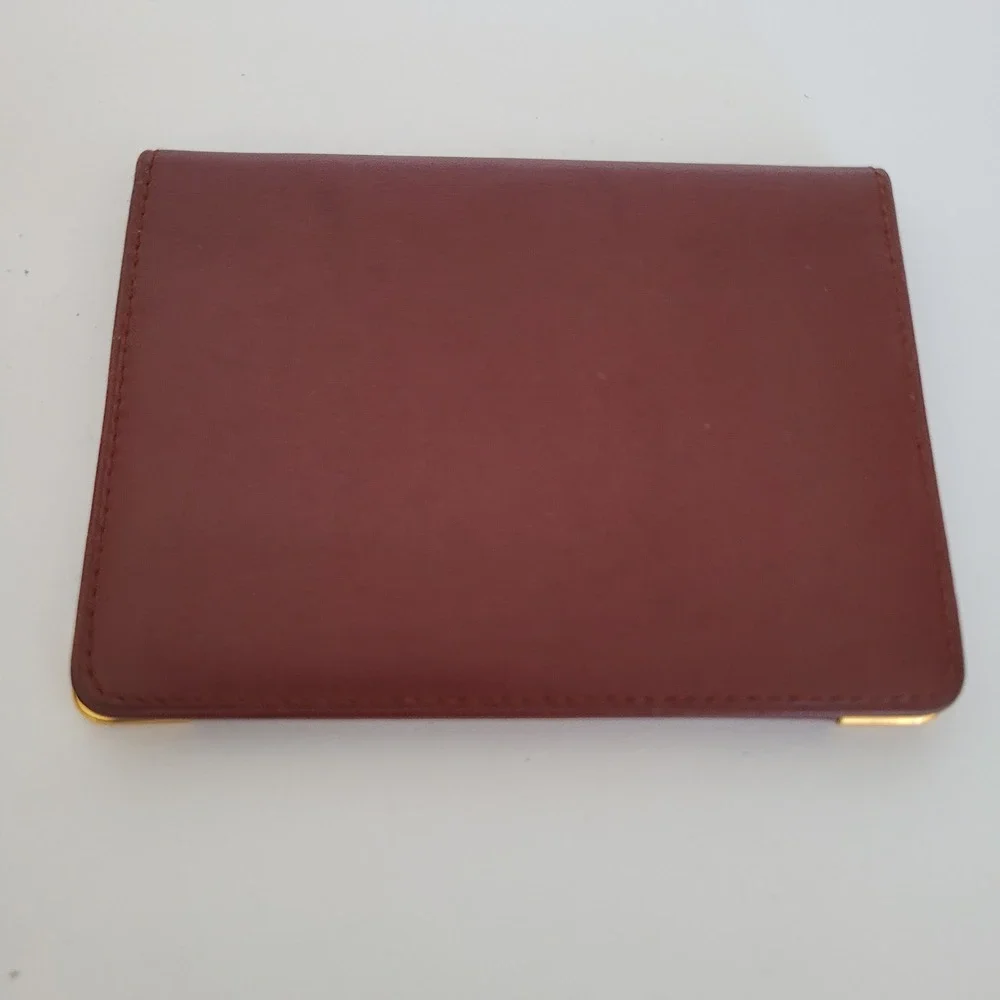 Cartier Paris Must de Cartier Burgundy Leather Card Holder Wallet Gold Corners
